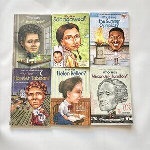 Bundle of 6 Who Was Series Books Marie Curie, Sacagawea, Helen Keller